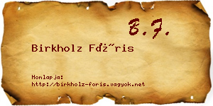 Birkholz Fóris névjegykártya